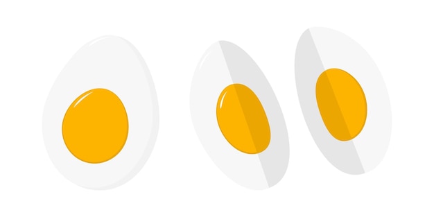 Huevo cocido duro dibujado a mano cortado en pedazos cartel de comida o comida saludable elemento de diseño plano idea