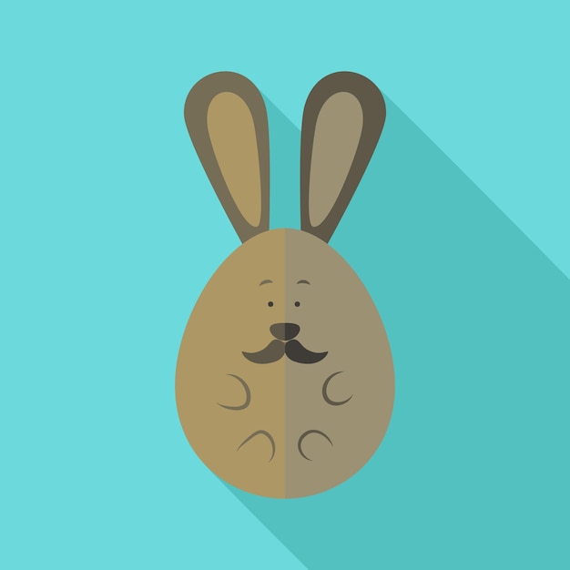 Vector huevo de conejo de pascua con forma de bigote. ilustración estilizada plana con sombra