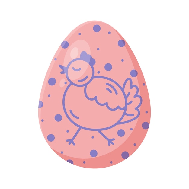 Vector huevo decorativo de pascua con pollo garabato ilustración plana elemento de colores pastel aislado sobre fondo blanco