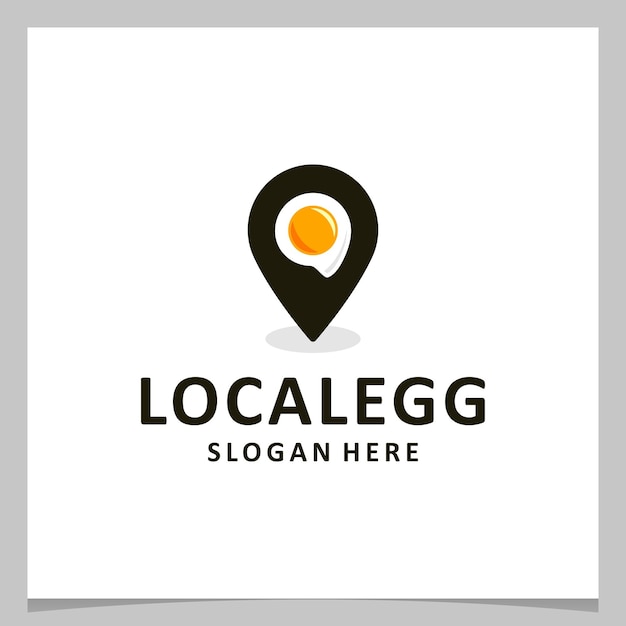 Huevo de diseño de logotipo de inspiración con logotipo de ubicación. Vector premium