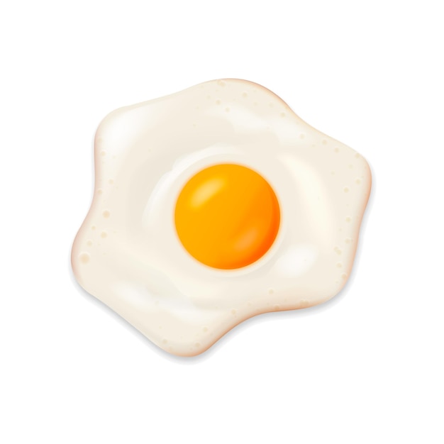 Huevo frito aislado sobre fondo blanco Ilustración vectorial