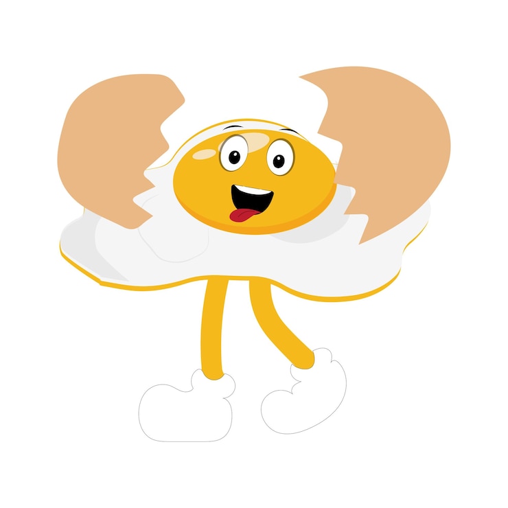 Vector huevo frito con cara linda mintiendo ilustración de dibujos animados huevo de pollo para el desayuno huevo frio feliz c