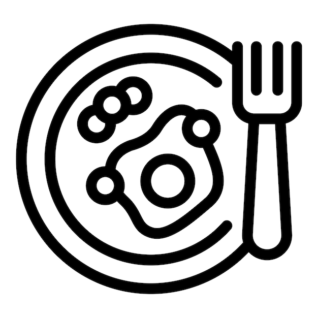 Huevo frito icono de desayuno contorno vector día de trabajo de vida