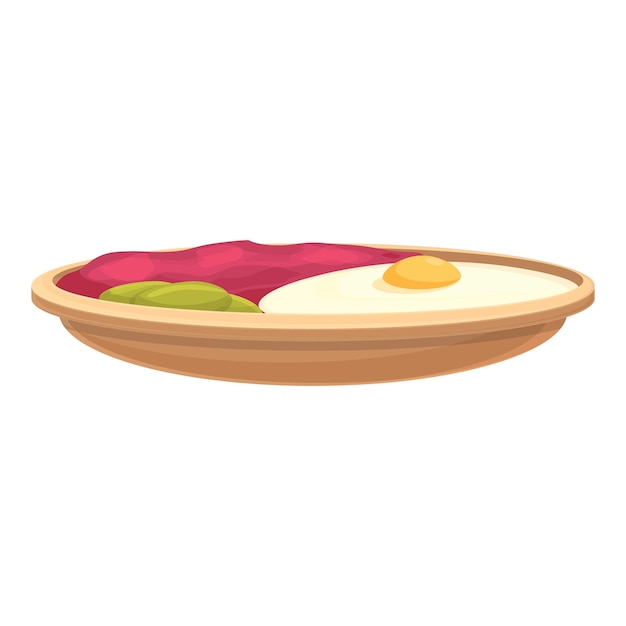 Huevo frito icono vector de dibujos animados Desayuno yema Tortilla de huevo frito