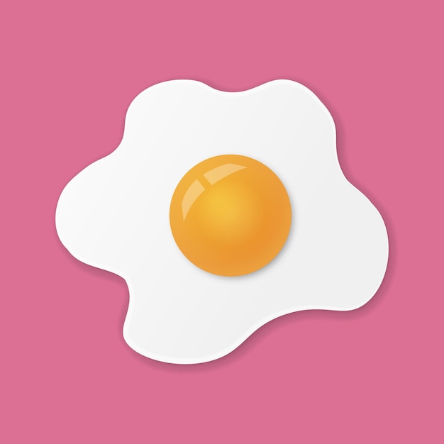 Huevo frito o huevos revueltos aislados en un fondo rosa tranquilo. ilustración de alimentos