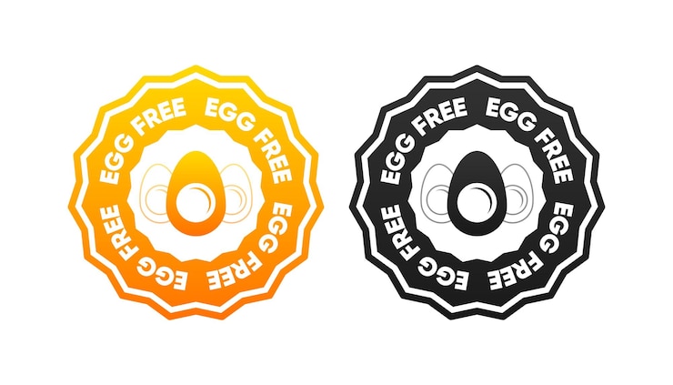 Vector huevo iconos gratis el concepto de alimentos orgánicos naturales saludables sellos en varios diseños elemento de decoración de empaque de alimentos ilustración vectorial