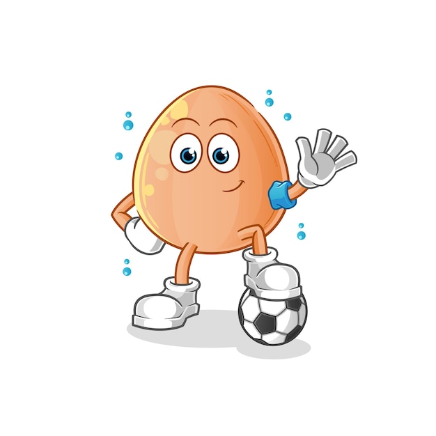 Huevo jugando al fútbol ilustración. vector de personaje