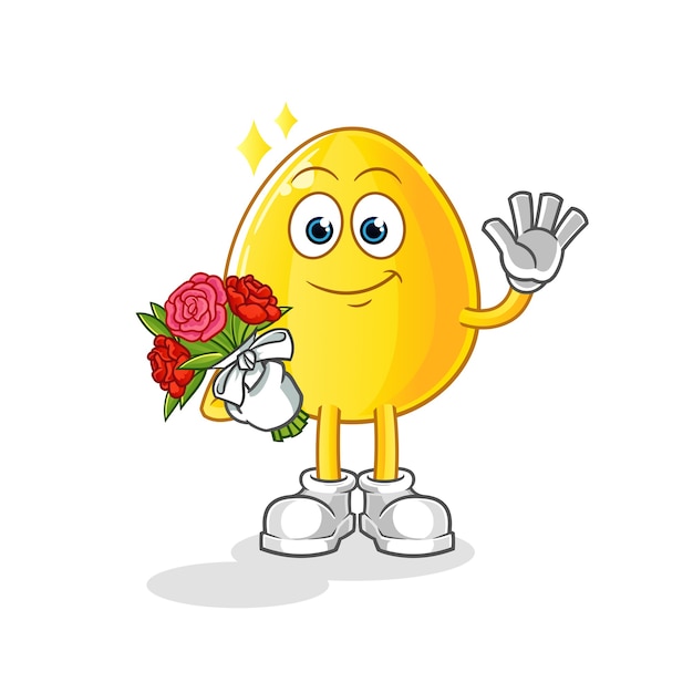 huevo de oro con mascota de ramo. dibujos animados