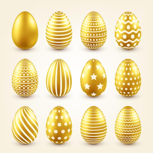 Huevo de oro de Pascua Fiestas tradicionales de primavera en abril o marzo Domingo huevos y oro gran conjunto