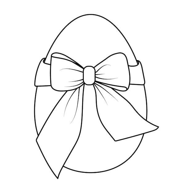 Un huevo de Pascua atado con una cinta Contorno dibujo de Pascua Colorear huevos.