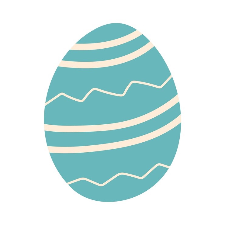 Huevo de Pascua azul dibujado a mano estilo Doodle Shell decorado con hojas y ramas Iconos y elementos simpáticos para carteles y pancartas de vacaciones
