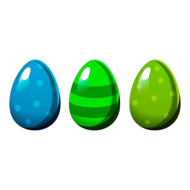 Huevo de Pascua azul a rayas y huevo con puntos polcas en fondo blanco Vector para el diseño