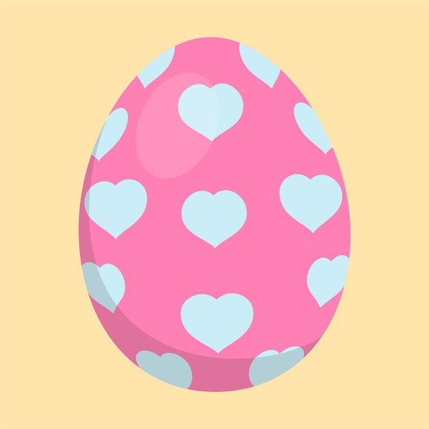 Huevo de Pascua brillante con corazones azules rosados en amarillo pastel perfecto para el diseño digital de decoración