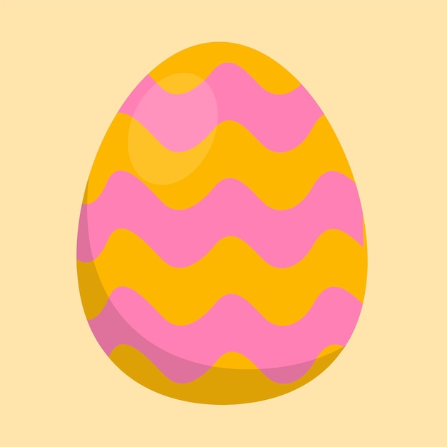 Huevo de Pascua brillante con ondas rosado-naranja en amarillo pastel perfecto para tarjetas y decoración festiva