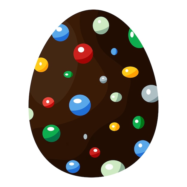 Vector huevo de pascua de chocolate cubierto con bolas de azúcar redondas de colores elemento para el diseño