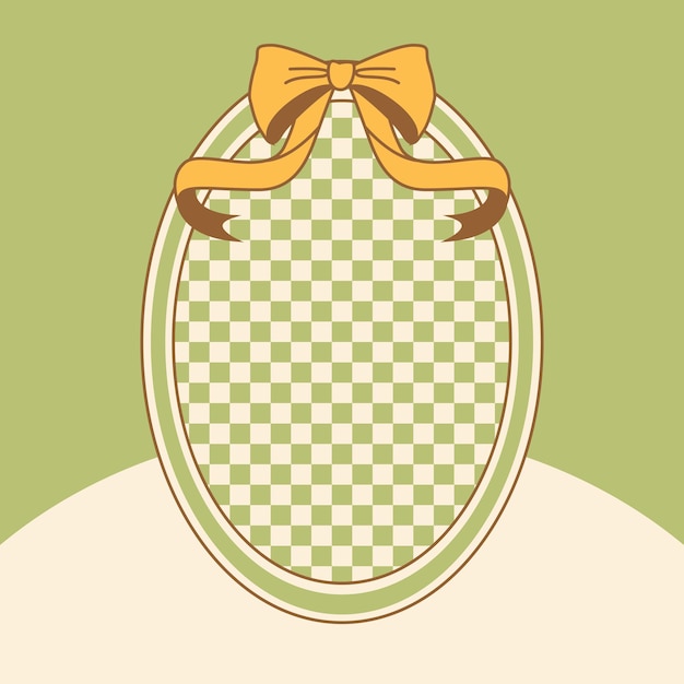 Huevo de Pascua a cuadros verdes y blancos con cinta amarilla