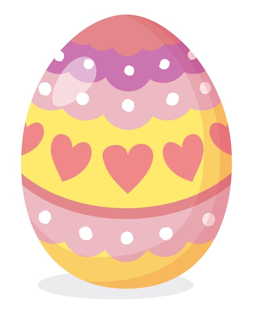 Huevo de Pascua feliz pintado con corazones Imagen de diseño de ilustración vectorial