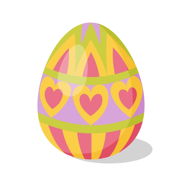 Huevo de Pascua con ilustración vectorial de estilo plano de dibujos animados