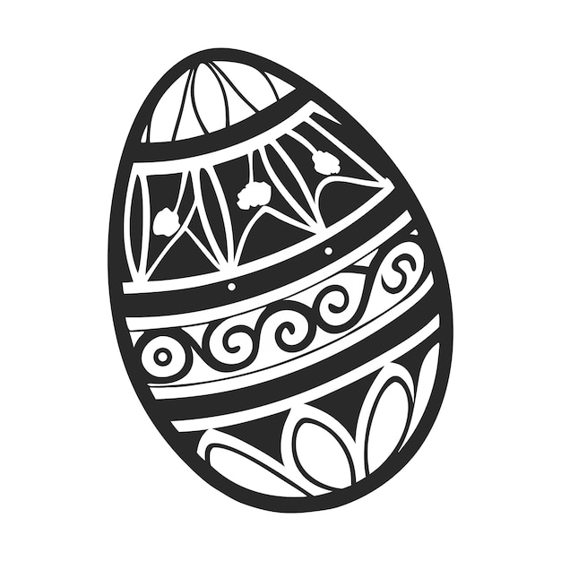 Huevo de Pascua negro minimalista sobre fondo blanco