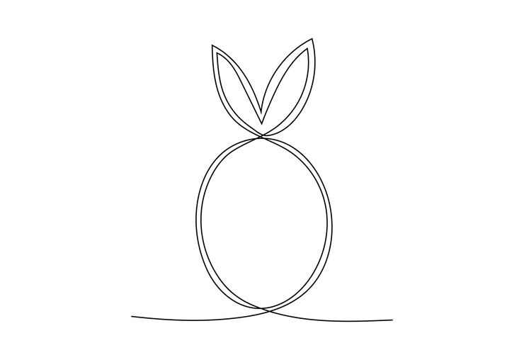 Huevo de Pascua con orejas de conejo en un estilo de línea continua elemento minimalista para la decoración de vacaciones