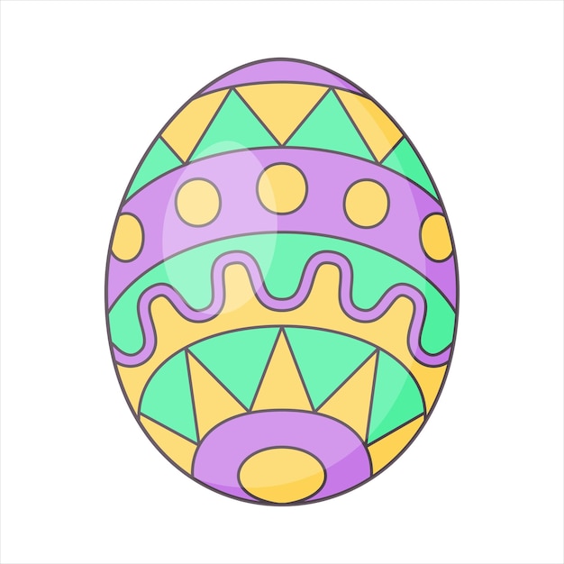 Huevo de Pascua con ornamento de estilo de dibujos animados retro ilustración vectorial