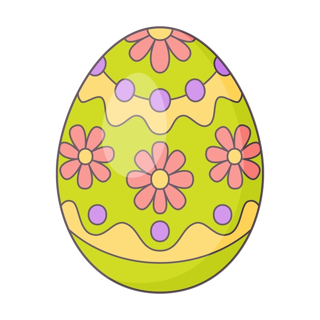 Huevo de Pascua con ornamento de estilo de dibujos animados retro ilustración vectorial