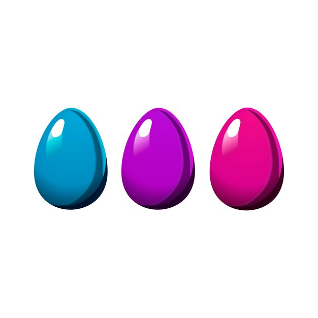Huevo de Pascua a rayas violetas azules y huevo con puntos polcas en fondo blanco Vector para el diseño