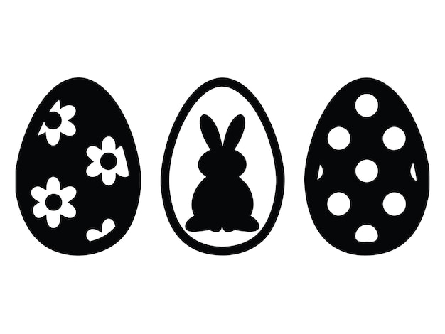Huevo de Pascua silueta Ilustración vectorial del conejo de Pascua sobre un fondo blanco