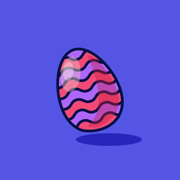 Huevo pintado de púrpura en un lindo estilo vectorial para el día de pascua