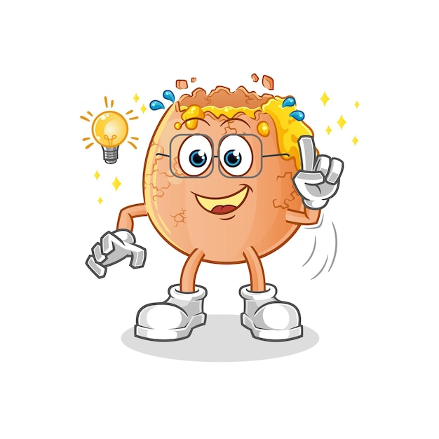 Huevo roto tiene una caricatura de idea. vector de mascota