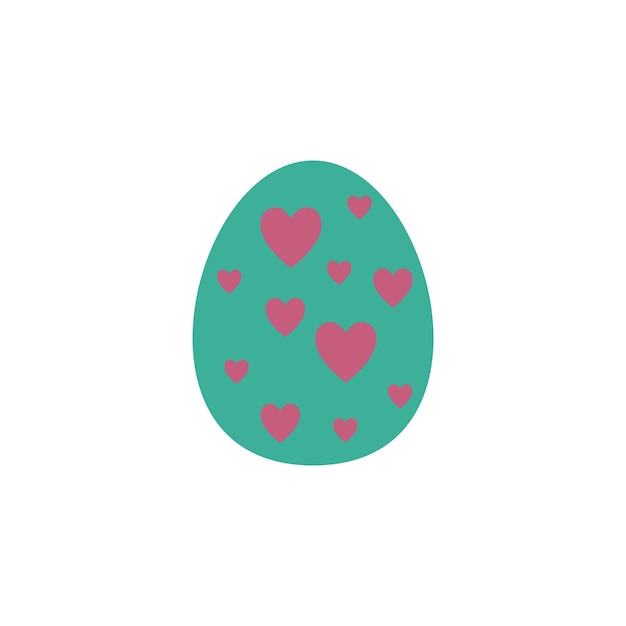 Un huevo verde con corazones rosas.