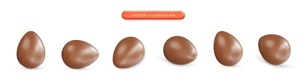 Vector huevos de chocolate establecer ilustración vectorial 3d realista