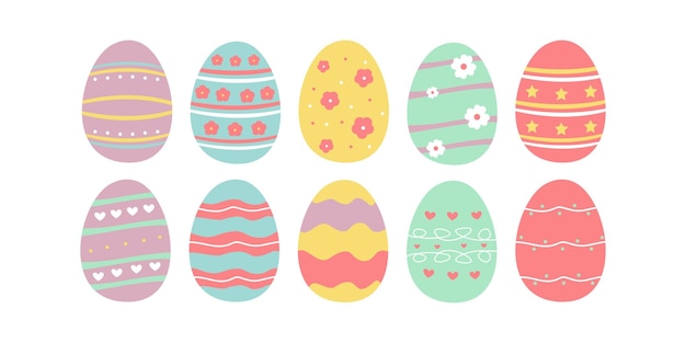 Huevos coloridos con adorables decoraciones de formas abstractas