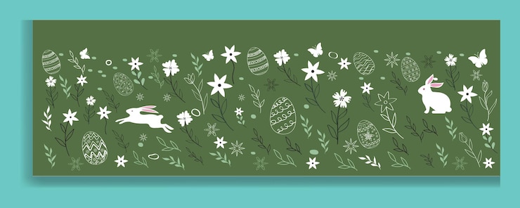 Vector huevos y conejo de pascua sin costuras. fondo con huevos y conejitos de pascua.