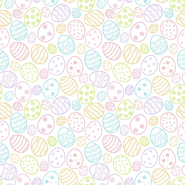 Vector huevos decorados como símbolo de la gran semana santa. patrón sin costuras en estilo garabato. ilustración de vector dibujado a mano de color