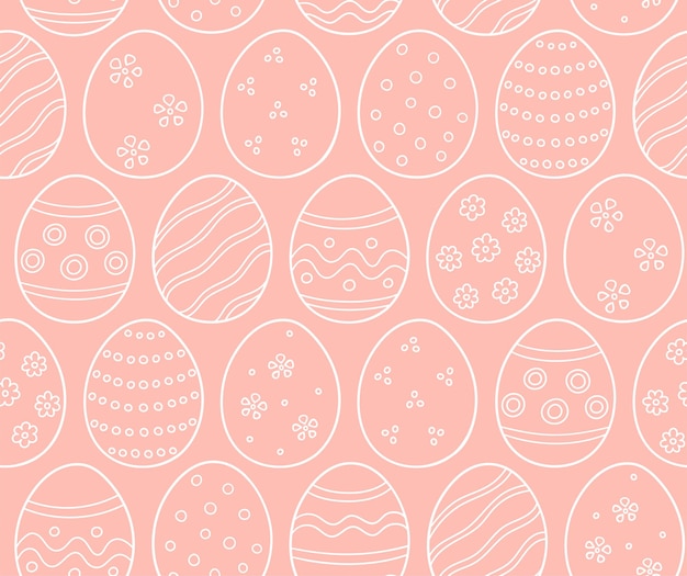Huevos decorados como símbolo de la gran Semana Santa. Patrón sin costuras en estilo garabato. Ilustración vectorial dibujada a mano