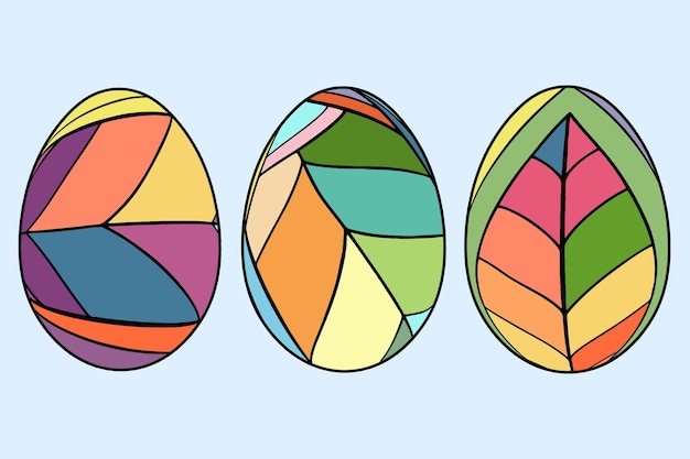 Vector huevos del día de pascua dibujados a mano con colores alegres vector gratuito