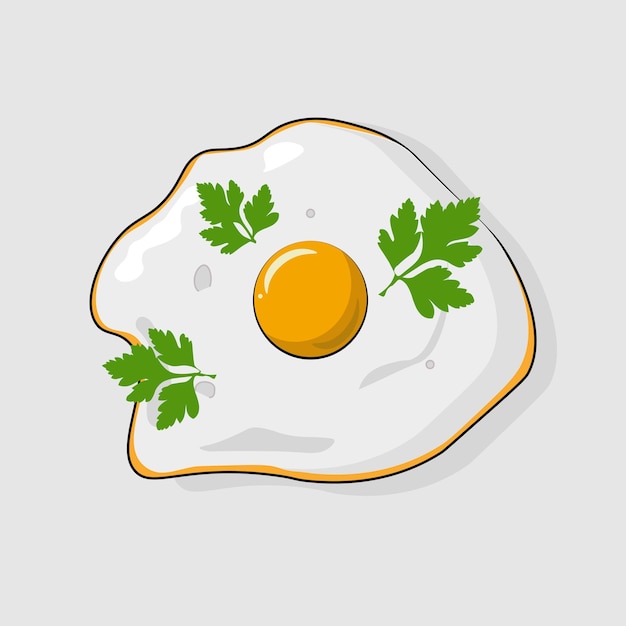 Huevos fritos con perejil ilustración vectorial