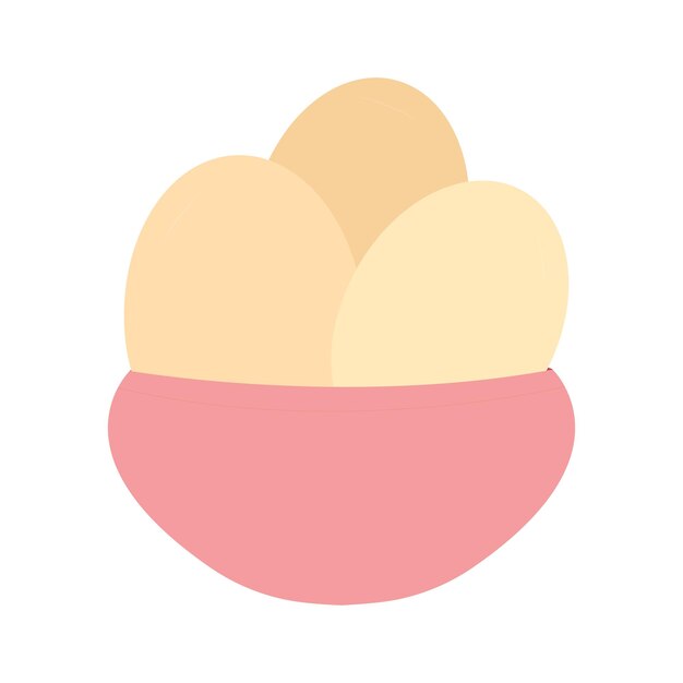Huevos hervidos o crudos en un tazón vector ilustración plana aislado sobre fondo blanco.