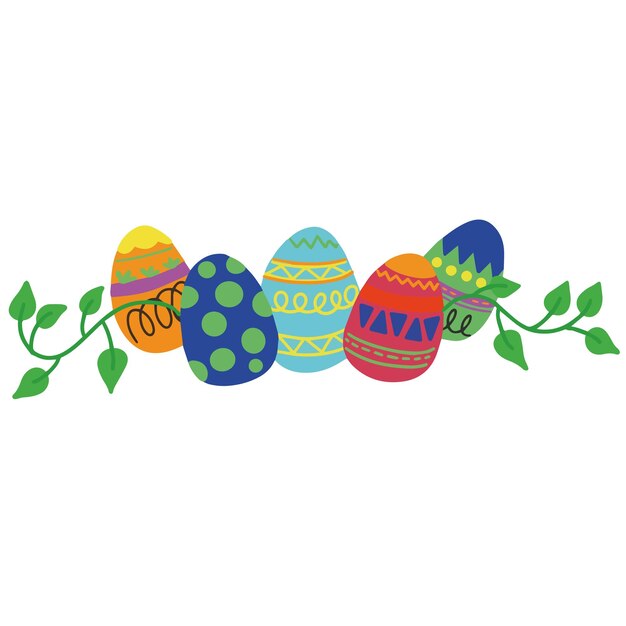 Huevos lindos y coloridos para la ilustración vectorial del día de Pascua