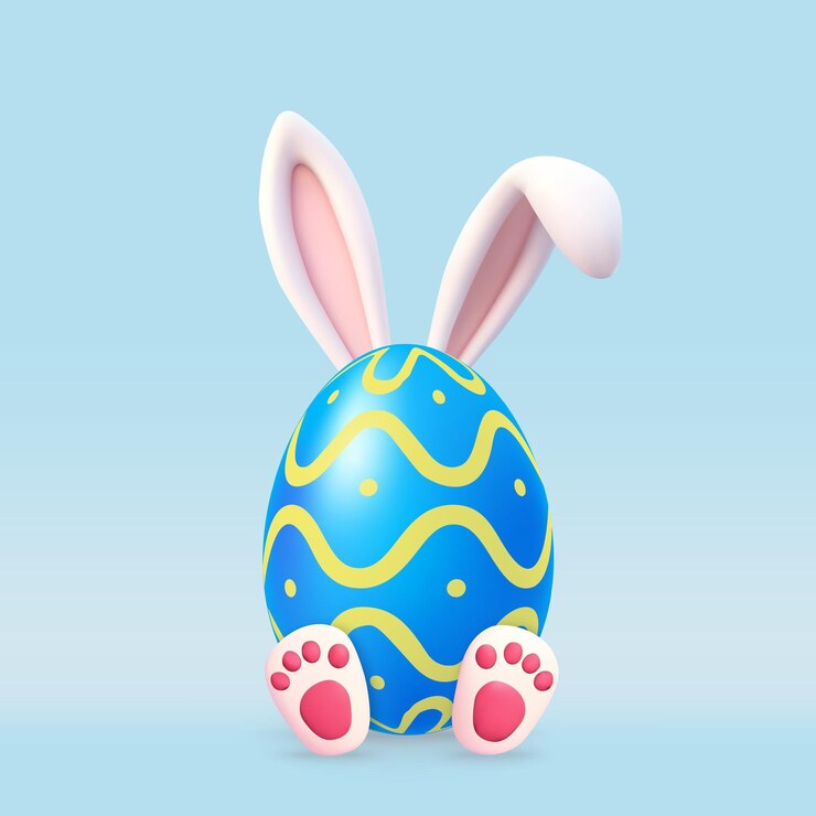 Vector huevos de pascua de 3d con orejas de conejo