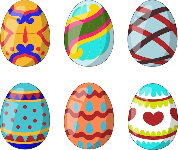 Vector huevos de pascua aislados sobre fondo blanco