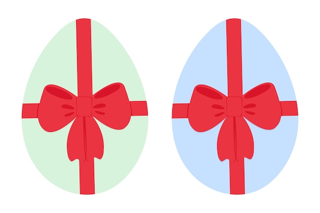 Huevos de Pascua con arco de cinta roja en colores festivos de moda conjunto de elementos de diseño de tarjetas de felicitación 2