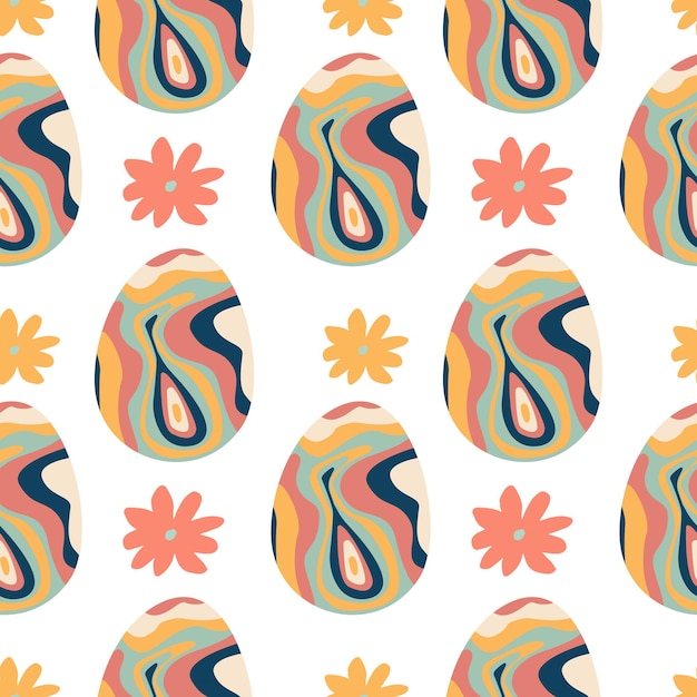 Huevos de Pascua de color vectorial patrón sin costuras para las vacaciones de Pascua en el fondo Patrones