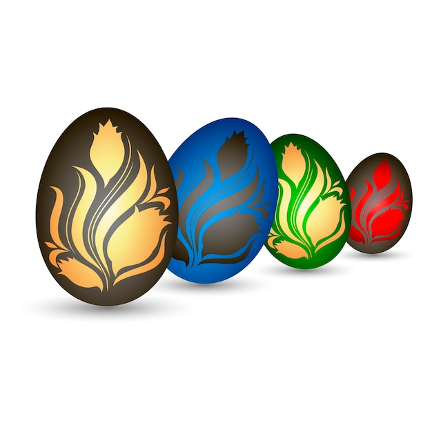 Huevos de pascua coloreados con motivos florales