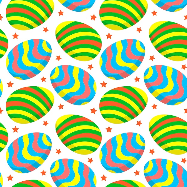 Huevos de Pascua de colores brillantes de patrones sin fisuras con un adorno