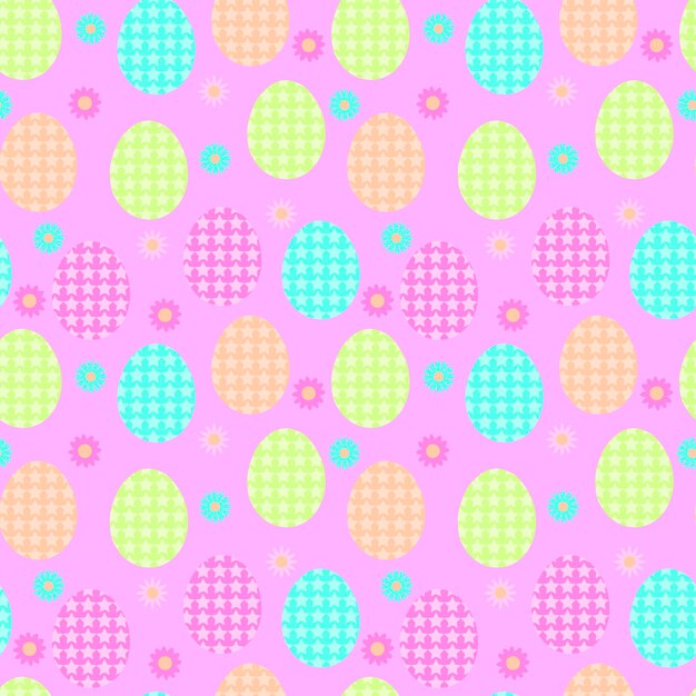 Huevos de Pascua de colores vectoriales patrón sin costuras para las vacaciones de Pascua en fondo rosa