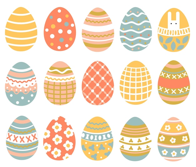 Vector huevos de pascua conjunto de ilustraciones vectoriales huevos de pascua de colores