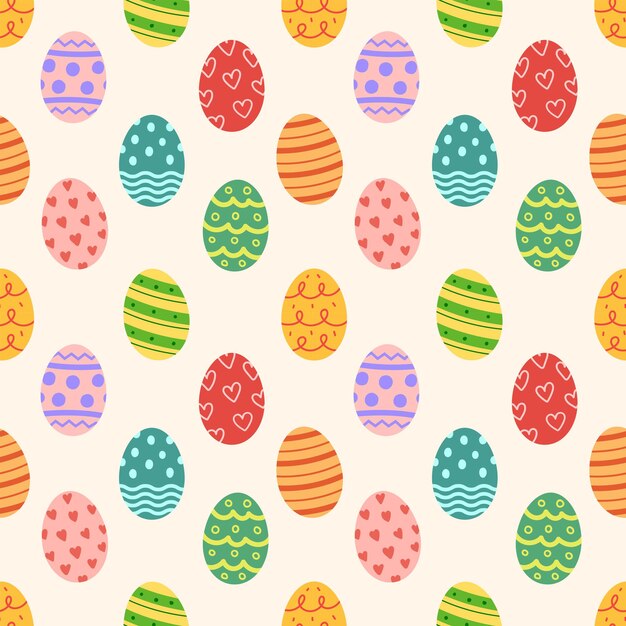 Huevos de Pascua con diferentes texturas fondo de patrón sin costuras para envolver y papel tapiz