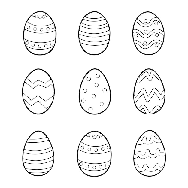 Huevos de pascua doodle con adorno para colorear ilustración de la página